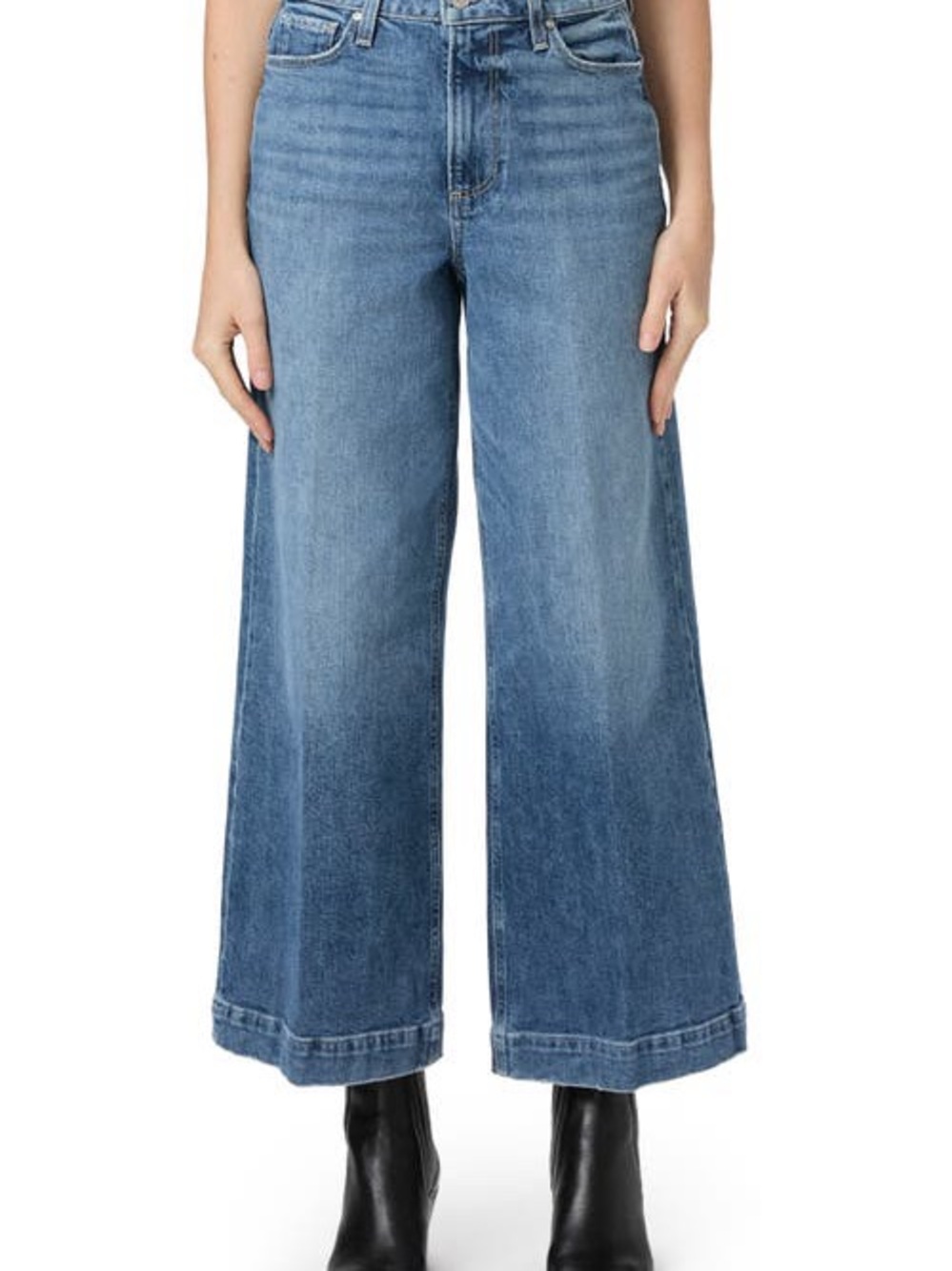 NWT PAIGE Harper High-Rise Ankle Wide-Leg Designer Jeans Wings Light Wash 29